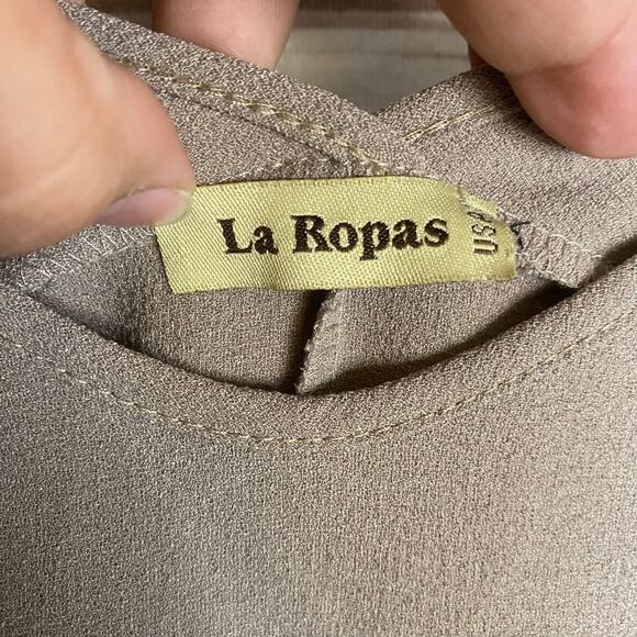 La Ropas Brown Short Sleeve Blouse Size Large - Picture 3 of 4